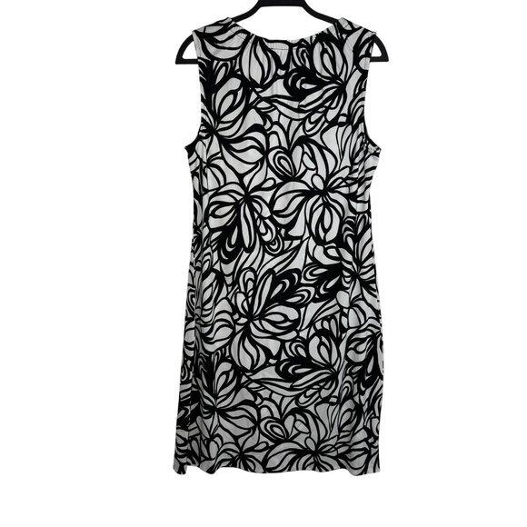 Jones New York Semi Sheer Black &‎ White Sleeveless Abstract Floral Dress XL - Picture 4 of 6